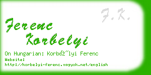 ferenc korbelyi business card